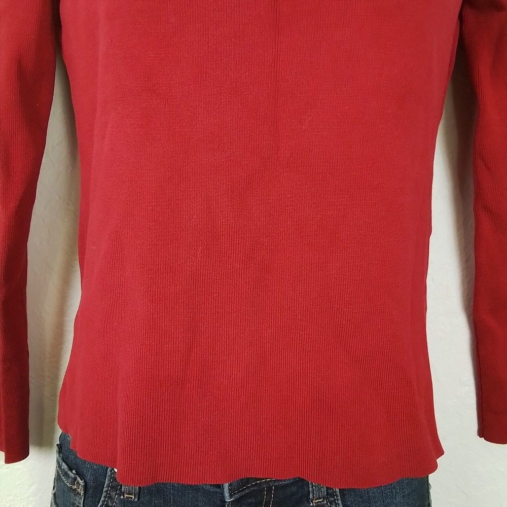 Y2k Petite Sophisticate Silk Blend Sweater SP Beaded Red‎ Long Sleeve Classic - Picture 3 of 12